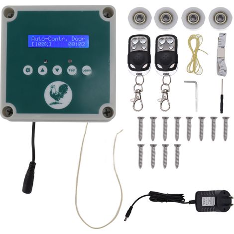 Porte automatique pour poulailler IP44, ouvre-porte à distance, kit moteur avec minuterie et capteur lumineux, 100-240V fiche AU (1/5)