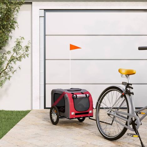 vidaXL Remorque de vélo pour animaux de compagnie rouge et gris (1/5)