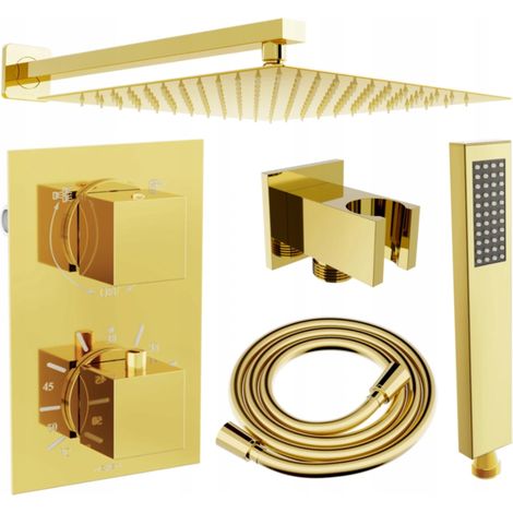 Mexen Cube DR02 set doccia a incasso con soffione 25 cm, dorato - 77502DR0225-50 (1/5)