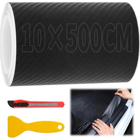 4D Carbon Folie Schwarz 10x500cm Selbstklebend mit Werkzeugset (1/5)
