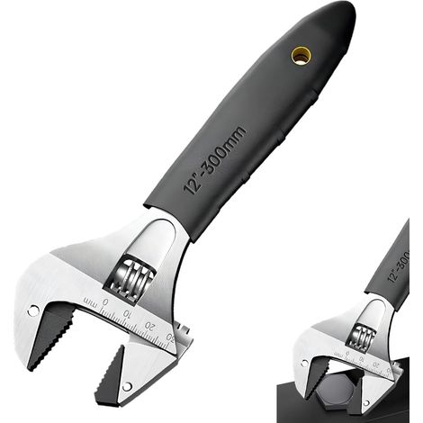 Clé réglable à cliquet de 25,4 cm, clé réglable de verrouillage – Outil de rotation portable en acier au carbone pour l'entretien de tuyaux à domicile, la réparation de douche, les boulons mécaniciens (1/5)