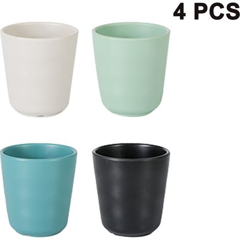 Lot de 4 gobelets,paille de blé,réutilisable,antidérapant,micro-ondes,lave-vaisselle,maison,bureau (1/5)
