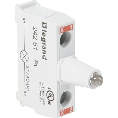 Bloc lumineux LEDs Osmoz pour boîte à boutons raccordement à vis 12V à 24V alternatif ou continu rouge LEGRAND 024251