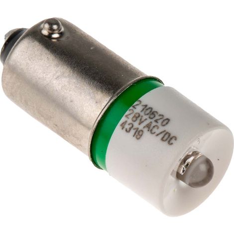 Voyant à LED Vert, culot BA9S, 28V c.a. / V c.c. ( Prix pour 1 )