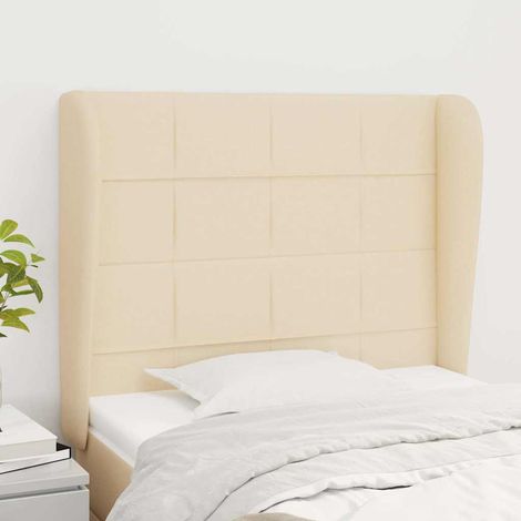 vidaXL Cabecero con orejas de tela color crema 83x23x118/128 cm (1/5)