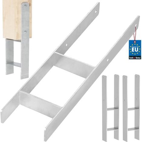KOTARBAU® Kotarbau® Support de Poteau À Sceller - Support Poteau Bois en H 150x600 mm Lot de 2 - Pied de Poteau - Ancre Poteau Bois - Ancrage Poteau - Platine Poteau Bois - Acier Galvanisé - Argent (1/5)