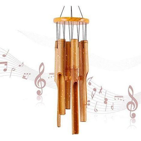 Carillon à vent commémoratif en bambou – Grand carillon à vent en bois pour intérieur et extérieur – Carillon éolien de 81,3 cm pour jardin, cour, terrasse et décoration d'intérieur (1/5)
