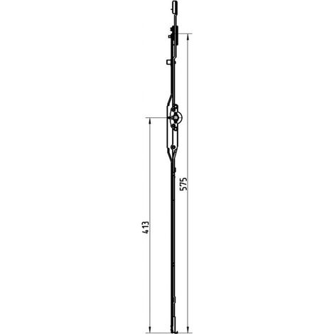 Crémone OF NT sortie de tringle fouillot 8mm – Longueur 575mm – Hauteur poignée 413mm – HFF 801-1000mm – Galet de sécurité réglable – Roto