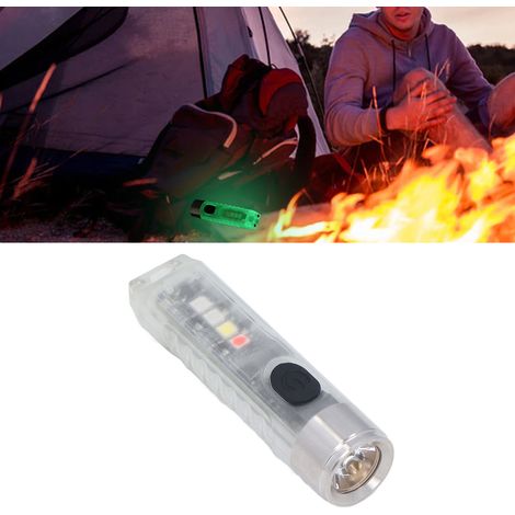 Lampe porte-clés LED multifonctionnelle, 10 modes d'éclairage, 5 LED (blanche, rouge, bleue et violette), base magnétique, mini lampe torche porte-clés fluorescente rechargeable par USB (1/5)
