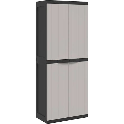 Armario de almacenamiento exterior compacto 65 x 37 x 165 cm con cerradura diseño moderno PP gris 020047410 (1/5)