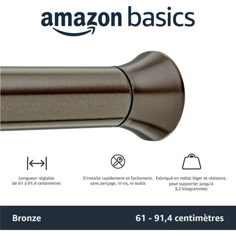 Tringle de rideau de douche extensible et ajustable, bronze, 61 à 91 cm (1/5)