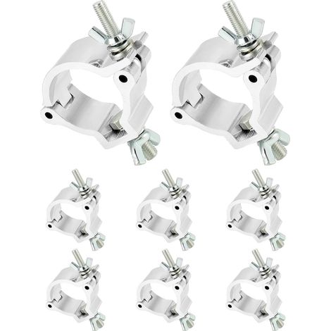 Lot de 8 Pinces de Traverse - 48-51 mm - Alliage d'Aluminium - Charge 100 kg - Éclairage Scène (1/5)