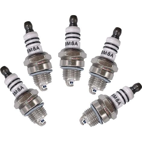 Lot de 5 bougies d'allumage pour tronçonneuse débroussailleuse tondeuse Stihl Dolmar Husqvarna - Remplace NGK BPMR7A Dolmar 965603021 Bosch WSR6F Champion RCJ7Y RCJ6Y