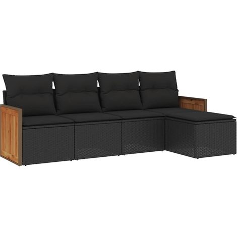 Maison Exclusive - Set Divani da Giardino 5 pz con Cuscini in Polyrattan Nero (1/5)