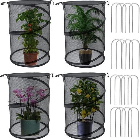 Noire Lot de 4 cloches de jardin pop up pour plantes, 50,8 x 33 cm (H x P) Cloches de protection pour plantes d'extérieur Cloche de protection pour plantes d'extérieur Cloche de poulet (1/5)