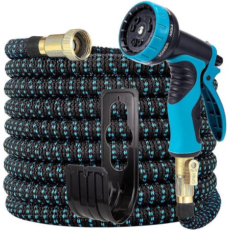Dehnbarer Gartenschlauch, leichter und flexibler Gartenschlauch – 7,6 m (25 Fuß) – Blau (1/5)