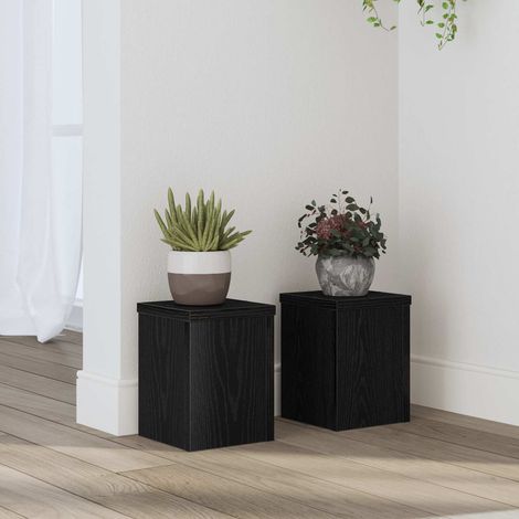 Pflanzenständer 2 pcs Schwarz Eichen-Optik 15 x 15 x 20 cm