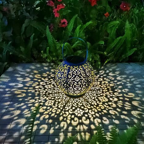 Grandes lanternes solaires d'extérieur étanches 800 mAh à suspendre en métal pour table, terrasse, cour, fête, jardin, cadeaux de fête des mères (1 paquet, bleu sarcelle) (1/5)