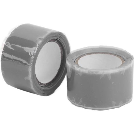 2 rouleaux rubans adhésifs silicone auto-soudants isolants imperméables pour réparation plomberie tuyaux gris (1/5)