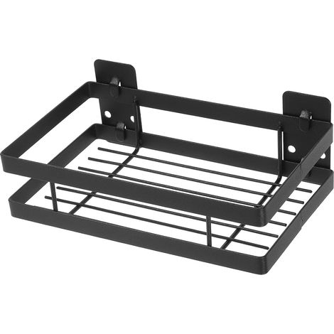 Étagère murale adhésive pour salle de bain, sans perçage, rangement en fer noir, 20 cm, conception (1/5)