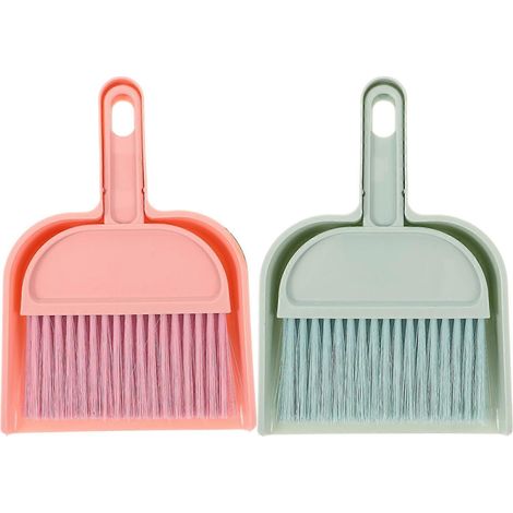 Sets Mini-Besen und Kehrschaufel zum Reinigen von Schreibtisch und Tastatur im Homeoffice (Blau und Rosa)-20.50X14.00X3.00CM-Blue (1/2)
