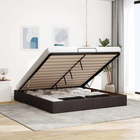 vidaXL Estructura de cama otomana sin colchón marrón oscuro 200x200 cm (1/5)