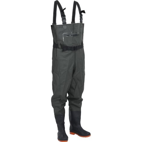 Vidaxl – Cuissardes de jardinier vert foncé taille 39 – Résistantes à l'eau – Bretelles réglables – Bottes intégrées pour confort