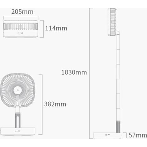 Nur in einer Farbe erhältlich: Weiß. Material: Aluminiumlegierung und ABS. Tragbarer Tischventilator – lässt sich zusammenklappen.