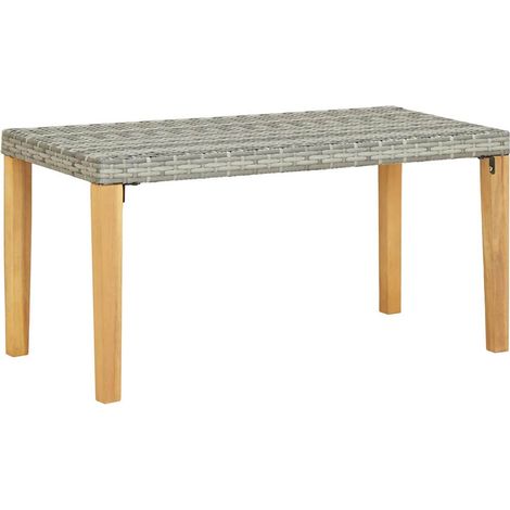 vidaXL Banc de jardin 120 cm Gris Résine tressée et bois d'acacia (1/5)