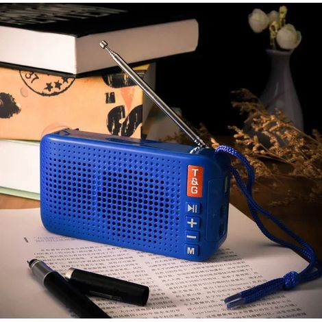 (Bleu) Radio FM solaire avec lampe torche et enceinte Bluetooth portable (1/5)