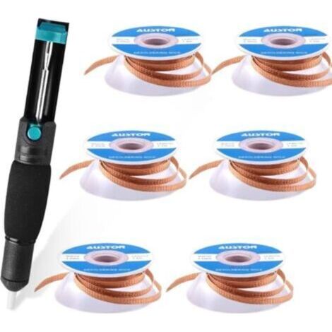 Lot de 7 Pièces Pompe à Dessouder et Tresse à Dessouder pour Enlever la Soudure