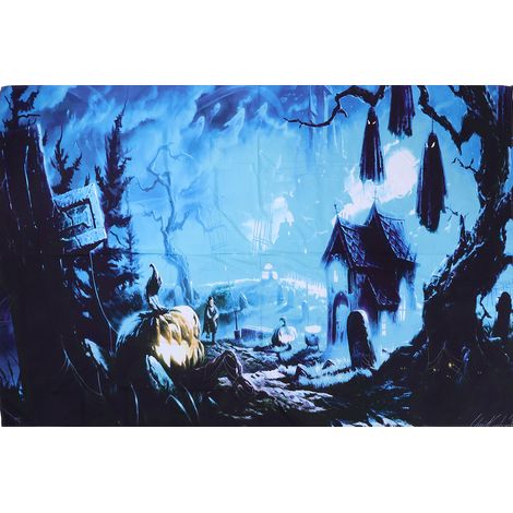 Tissu d'ambiance Halloween 150x150cm - Décoration Effrayante Lune et Nuit pour Arrière-Plan Photo (1/5)