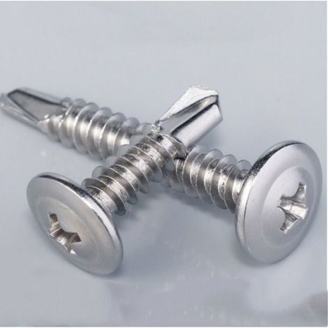 C44741 - Lot de 100 - Vis à tôle Autoperceuse - à Tête Large Bombée - diamètre 4.2x19mm - en Acier Zingué - à Empreinte PH/Cruciforme - Bricolage - Rénovation (1/4)