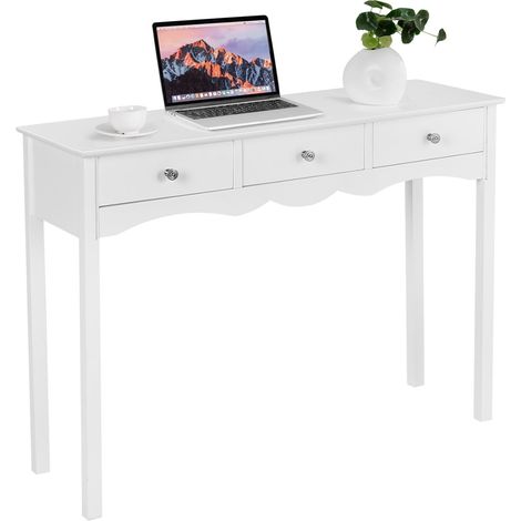 Tavolo consolle vintage multifunzionale 100 x 32 x 75 cm ampio spazio di archiviazione stile moderno MDF bianco 200018075