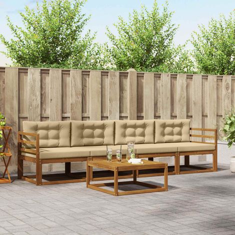 vidaXL  Outdoor Sofa Set  with Cushion 5 pcs Natural and Beige