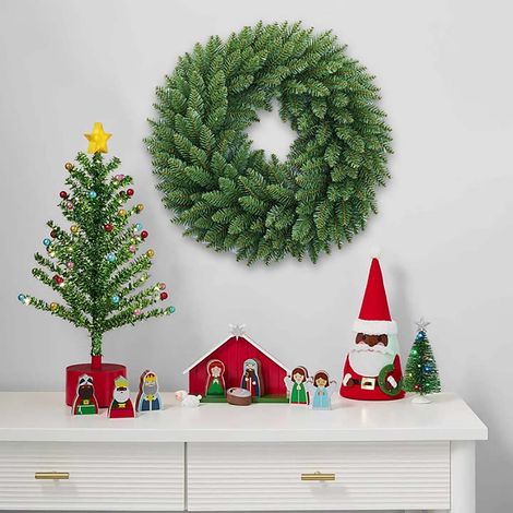 Guirlande De Noël - Guirlande En Pvc - Pour Porte D'Entrée Extérieure - Diamètre 30 Cm - Vert - 1 Pièce (1/5)