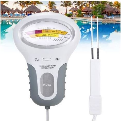 Testeur de qualité de l'eau de piscine – Analyseur portable pH et chlore – Écran LCD – Résistant aux chocs – Pour piscines et spas PC102 (1/4)