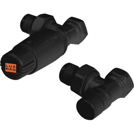 Jeu de vannes d&x27angle 1/2” x 1/2” pour radiateurs LUXRAD noir mat p. (1/2)