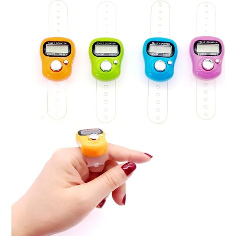 4X Compteur de Points numérique à clic à écran LCD Compteur de Doigts électronique pour Tricot, Anneau de comptage de Rangs de Crochet, Mini Compteur Manuel à clic en Plastique (1/5)