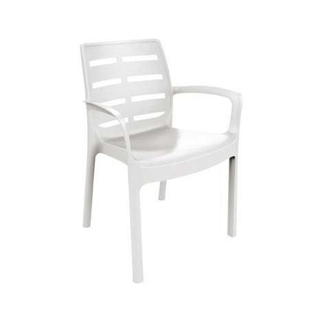 SEDIA IMPILABILE CON BRACCIOLI 'BORNEO' Colore Bianco (1/7)