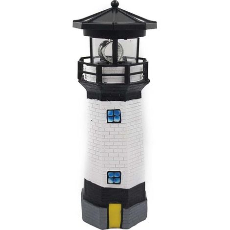 Phare solaire, lampe de jardin LED rotative, éclairage de pelouse, lampe décorative d'extérieur pour terrasse et patio (1/5)