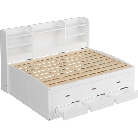 Letto multifunzione con letto estraibile 140 x 200 cm bianco HOMVRA (1/5)
