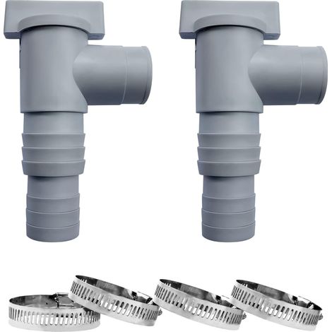 Entretien de la piscine/vanne d'arrêt avec connecteur de tuyau de 32 mm, vanne d'arrêt avec 2 pinces, raccords de piscine à piston à double vanne de dérivation (lot de 2) (1/5)