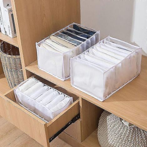 Kleiderschrank-Organizer und Aufbewahrungsbox für Kleidung, 7 Fächer, faltbar, stapelbar (1 Stück)