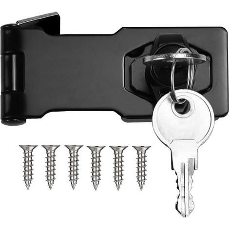 Serrure à loquet 90 degrés avec 2 clés, alliage de zinc, noir, 3 pouces