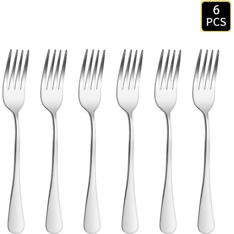 (fourchette 6 pièces) Ensemble de couverts en acier inoxydable, couteau à manche rond 1010, fourchette et cuillère. (1/2)