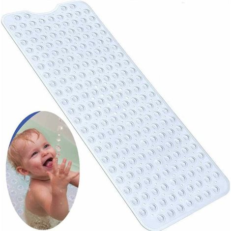 Rutschfeste Sicherheitsbadewannenmatte, extra lange rutschfeste Badewannenmatte, antibakterielle und schimmelresistente Duschmatte, extra lang, ideal für Kinder (1/5)