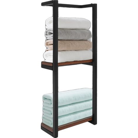 Mueble de almacenamiento para baño, de metal y tablero de densidad, 11,22 x 5,51 x 30,31 pulgadas, capacidad de carga de 33,07 libras, 2 estantes, múltiples usos. (1/5)