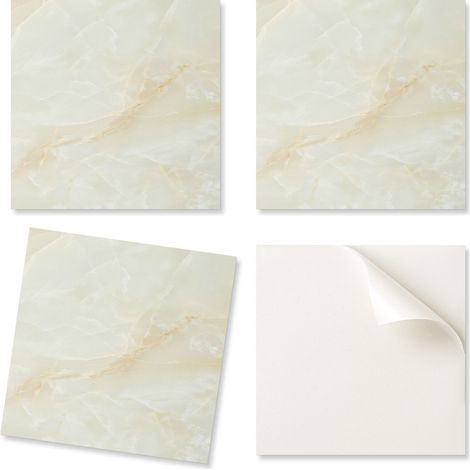 Azulejos de vinilo autoadhesivos para pared con elegante dise帽o de m谩rmol, 4x50x50 cm.