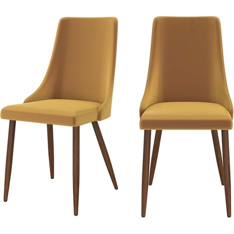 Set de 2 sillas de terciopelo amarillo mostaza - Vinni